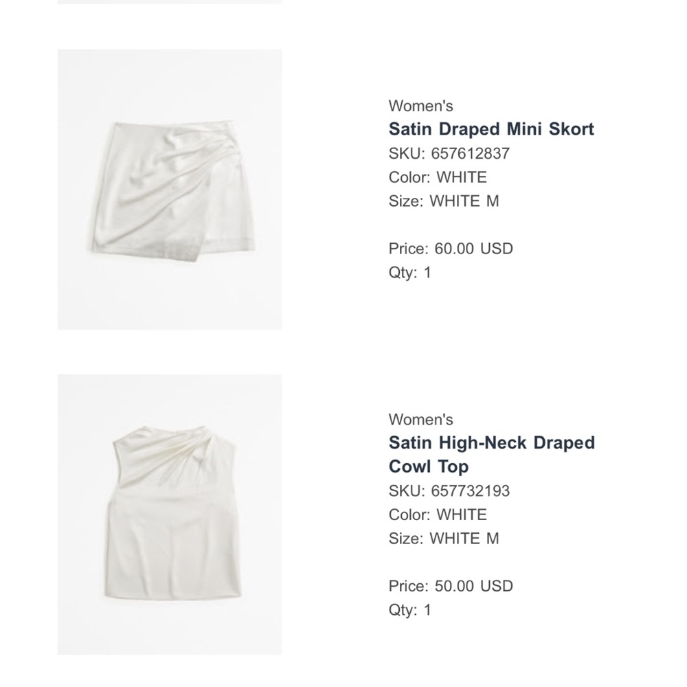 Abercrombie & Fitch Ivory Satin Set - Picture 2 of 2